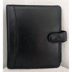 Vintage Franklin Quest Full Grain Nappa Leather Planner 6 Ring Binder Black